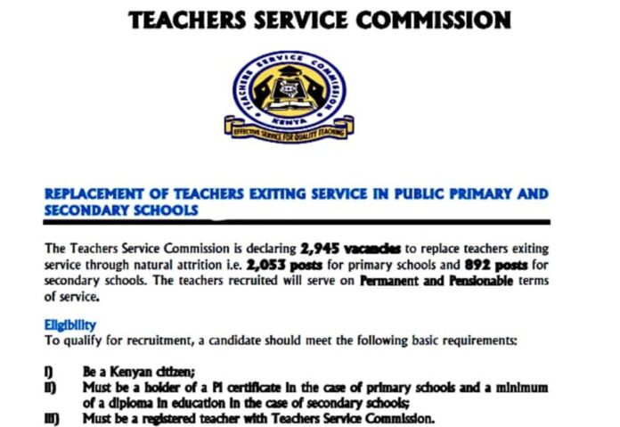One thousand teaching positions to be offered by TSC.